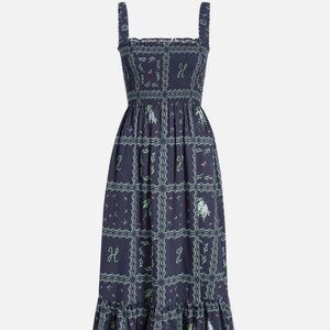 THE ANJULI NAP DRESS SMALL SCALE FLORAL PATCHWORK, NAVY